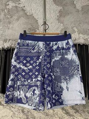 🚩steal Louis Vuitton Navy and White Patterned Knit Shorts